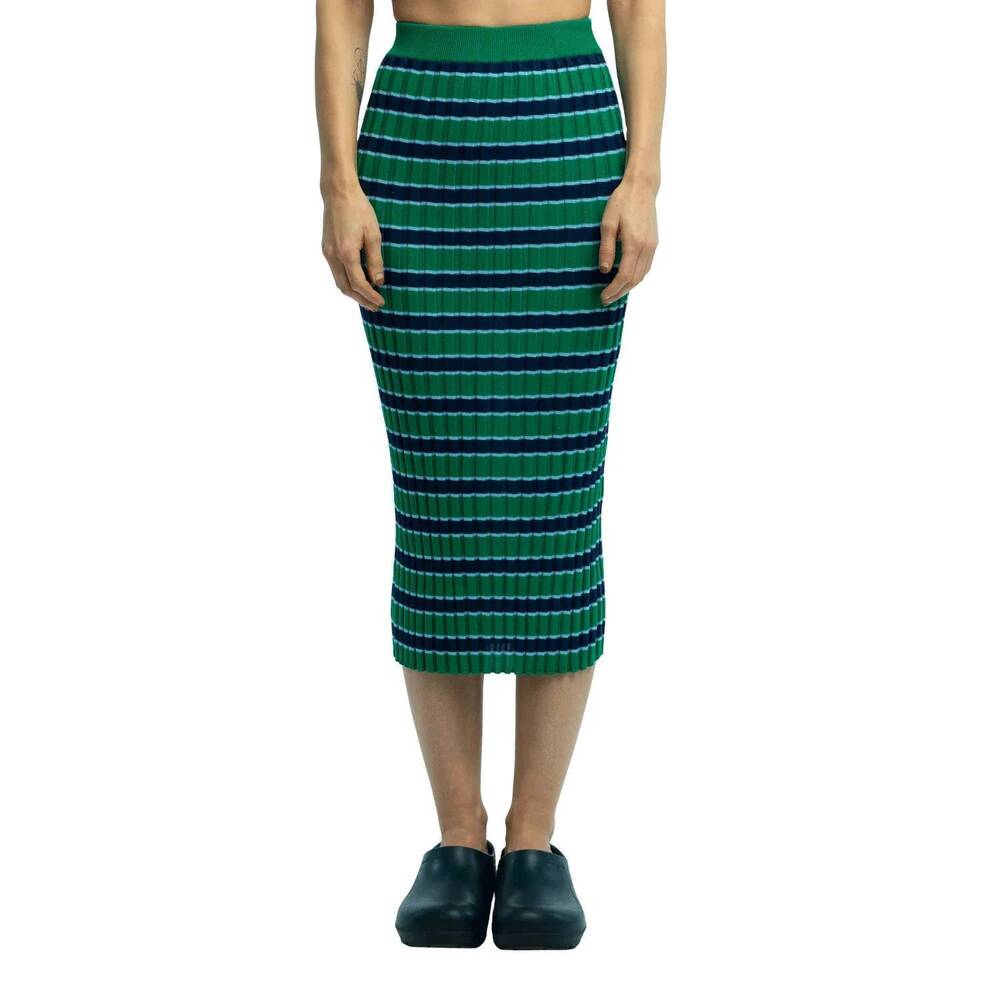 NEW EOLAS darla skirt in navy green stripe